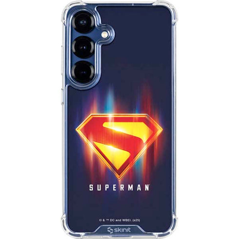 Superman 2025 Energy Shield Neon Emblem Galaxy S25 Clear Case